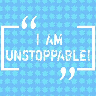 Word metin yazma, ben Am durdurulamaz. İş kavramı için olmak aciz durdurulmuş veya tahrip cesaret verici konuşma satır, küçük yıldız Dikişsiz sonsuz desen davetiye reklamlar için fotoğraf.