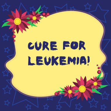 El yazısı metin lösemi için tedavi. Nakli yüksek dozda kemoterapi veya radyasyon boş düzensiz renk şekil çiçek kenarlıklı kartları davet reklamlar için anlam kavramı.