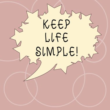 Metin yazma tutmak hayat basit kelime. Davet için iş kavramı kimse değil kompleks şeyler veya konularda boş Oval renk konuşma balonu yıldız ile anahat olarak fotoğraf metin alanı.