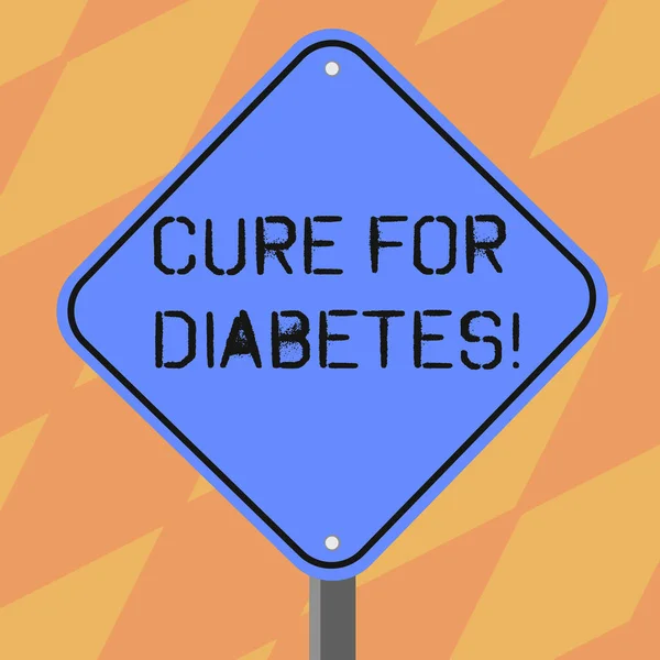 Text tecken visar botemedel för Diabetes. Konceptuella foto förbättra känsligheten av din kroppens vävnader till insulin tomma diamant form färg varning vägskyltar med ena benet utmärker foto. — Stockfoto
