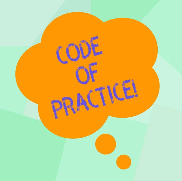 Ecriture conceptuelle montrant le Code de pratique. Business photo texte règles écrites explique comment montrant le travail en particulier Floral forme pensée bulle de discours pour la présentation annonces . — Photo