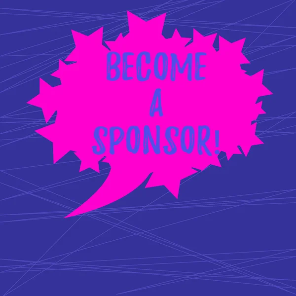 Text sign showing Become A Sponsor. Conceptual photo paying some or all of the expenses connected with it Blank Oval Color Speech Bubble with Stars as Outline photo Text Space. — Stock Photo, Image