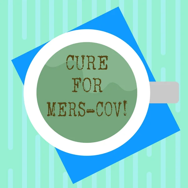 Szöveg írása gyógyítja a Mers Cov szó. Üzleti koncepció vírusos légúti megbetegedés az első jelentett Szaúd-Arábia Top nézet a inni a poharat tele ital színes papír fotó. — Stock Fotó