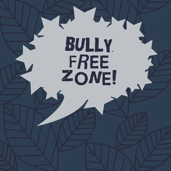 Text sign showing Bully Free Zone. Conceptual photo Be respectful to other bullying is not allowed here Blank Oval Color Speech Bubble with Stars as Outline photo Text Space. — Stock Photo, Image