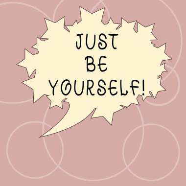 Word yazı metni sadece kendin ol. İş kavramı gerçekten kendi kimlik boş Oval renk konuşma balonu fotoğraf metin alanı anahat gibi yıldız ile serbest bırakmak otantik davet için.