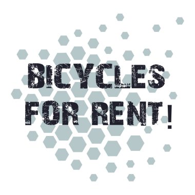 Kavramsal el kiralık bisikletler gösterilen yazma. İş fotoğraf vitrine kısa bir süre için genellikle birkaç saat geometrik şekil altıgen petek sorunsuz tekrar desen Bisiklet kiralar.