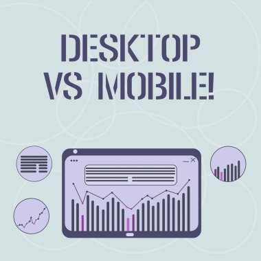 Word metin masaüstü Vs mobil yazma. Demonstratingal bilgisayar dizüstü bilgisayar ya da cep karşı karşılaştırmak için iş kavramı dijital karma, sütun satır veri grafik grafik Tablet ekran telefonları.