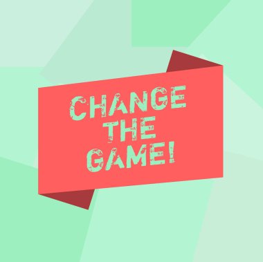 Kavramsal el değiştirme oyunu gösterilen yazma. İş fotoğraf metin yapmak bir şey farklı yeni stratejiler boş renk katlanmış afiş şerit düz stil duyuru Poster yapmak bir hareket.