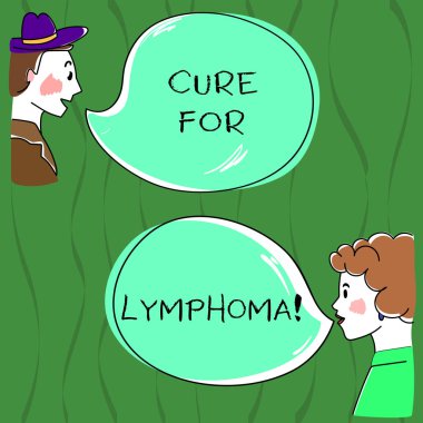 Tedavi için lenfoma gösterilen Not yazma. İş fotoğraf vitrine geri yükleme kemik iliği tarafından doz kemoterapi radyasyon terapisi el Wo analiz Talking fotoğraf ile boş renk konuşma balonu.