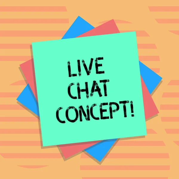 Σύνταξη κειμένου Word Live Chat έννοια. Επιχειρηματική ιδέα για την υπηρεσία web που επιτρέπει την προβολή τους φίλους να επικοινωνούν πολλαπλές στρώμα του κενή φύλλα χρώμα χαρτί χαρτόνι φωτογραφία με σκιά. — Φωτογραφία Αρχείου