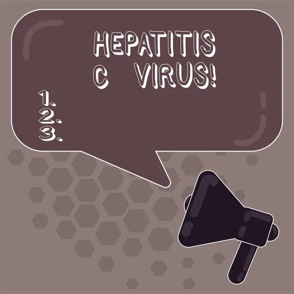 Konzeptionelle Handschrift, die das Hepatitis-C-Virus zeigt. Business-Foto zeigt blutübertragene Viren und die häufigsten Arten der Infektion Megafon und rechteckige Farbe Sprechblase Reflexion. — Stockfoto