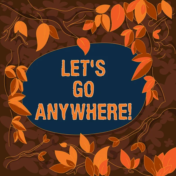 Kavramsal el izin S gitmek her bir yerde gösterilen yazma. Ziyaret yeni yerler yabancıları ağaç dalları dağınık yaprakları renk metin boşluk ile buluşmak için gösteren soran vitrine iş fotoğraf.