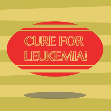 Lösemi tedavisi için gösterilen metin işareti. Kavramsal fotoğraf ekimi yüksek dozda kemoterapi veya radyasyon boş renk Oval şekli ile yatay şerit yüzen ve gölge fotoğraf.