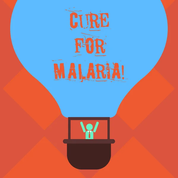 Handwriting text writing Cure For Malaria. Concept meaning like Primaquine drug used against malaria for prevention Hu analysis Dummy Arms Raising inside Gondola Riding Blank Color Air Balloon.
