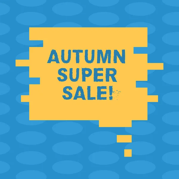 Word writing text Autumn Super Sale. Business concept for having great discounts products on season after summer Blank Color Speech Bubble in Puzzle Piece Shape photo for Presentation Ads. — Stock Photo, Image