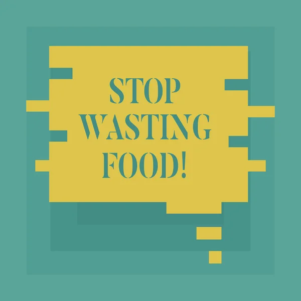 Conceptual hand writing showing Stop Wasting Food. Business photo showcasing organization works for reduction food waste in society Speech Bubble in Puzzle Piece Shape for Presentation Ads.