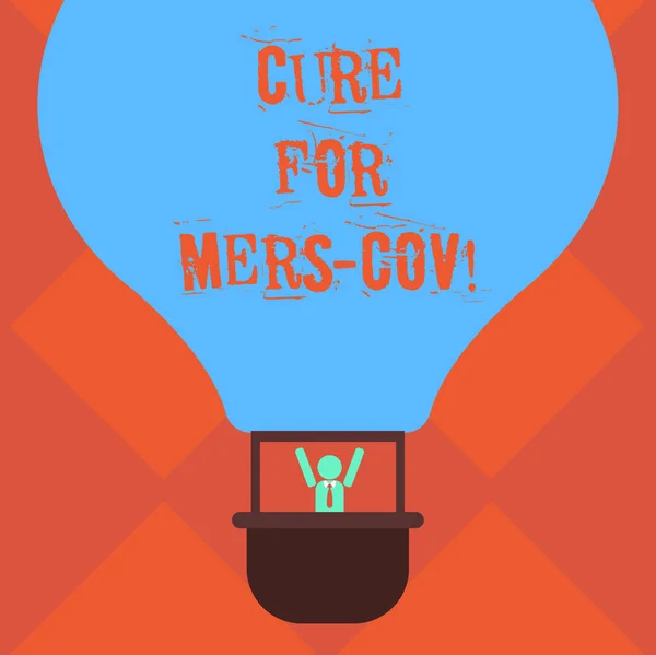 Handwriting text writing Cure For Mers Cov. Concept meaning viral respiratory illness that first reported Saudi Arabia Hu analysis Dummy Arms Raising inside Gondola Riding Blank Color Air Balloon.