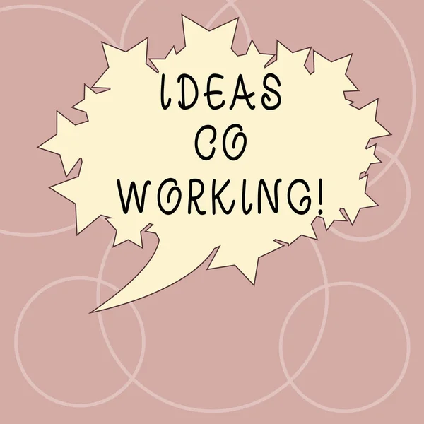 Word writing text Ideas Co Working. Business concept for use of working environment by showing who are self employed Blank Oval Color Speech Bubble with Stars as Outline photo Text Space.
