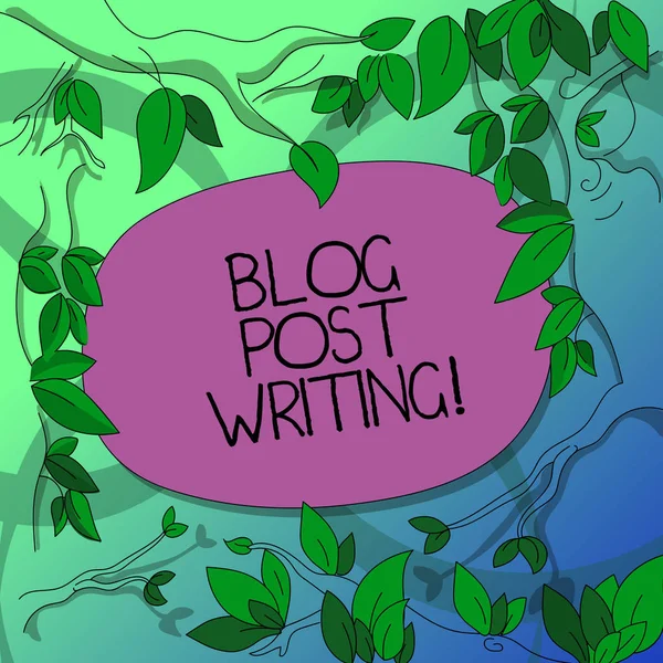 Handwriting text writing Blog Post Writing. Concept meaning demonstratingal online diary or say journal share their thoughts Tree Branches Scattered with Leaves Surrounding Blank Color Text Space.