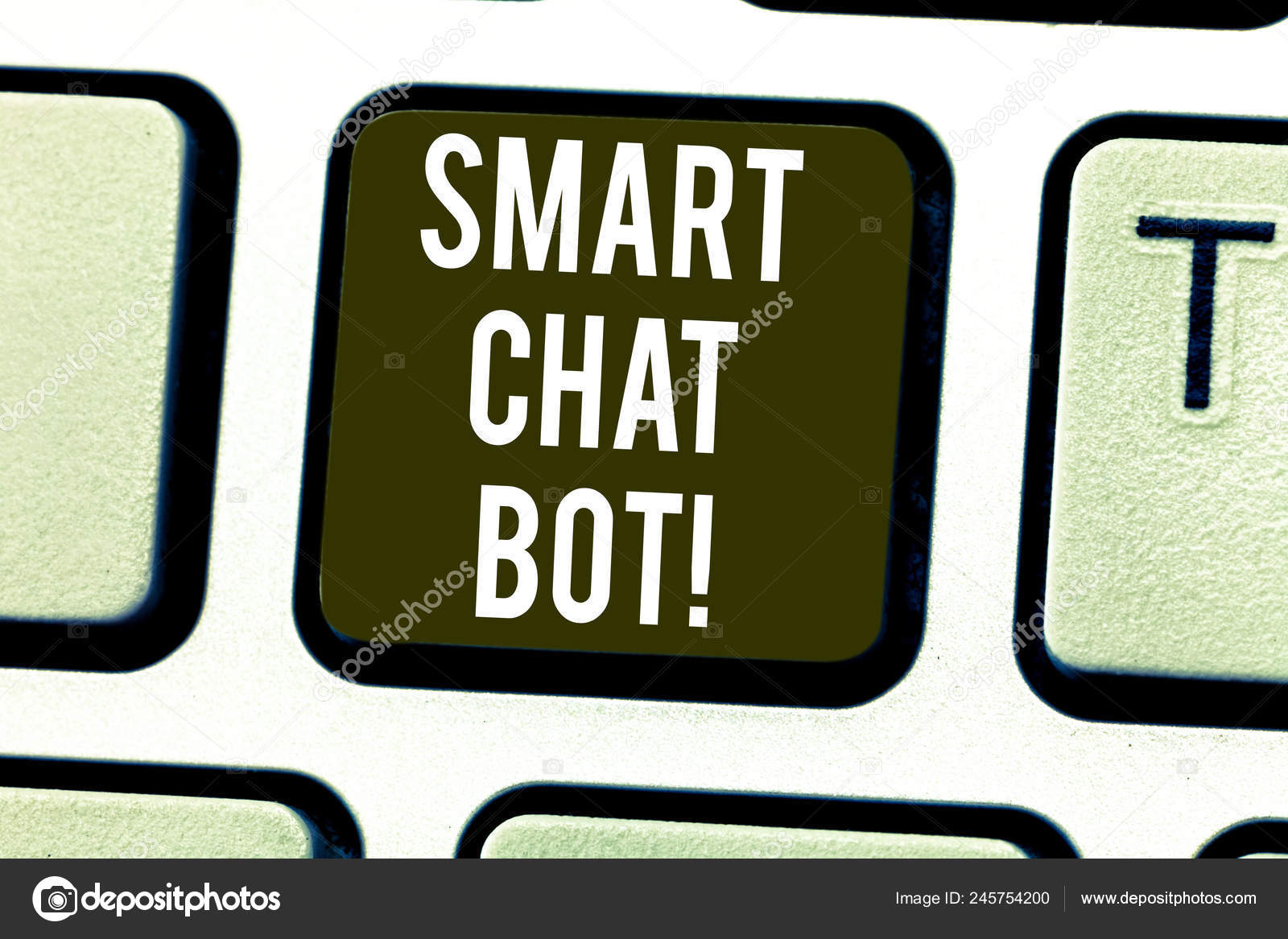 Handwriting Text Smart Chat Bot Concept Meaning Artificial Intelligence Chatting With Machines Robots Keyboard Key Intention To Create Computer Message Pressing Keypad Idea Stock Photo By C Artursz