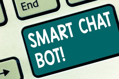 Akıllı Chat Bot yazma el yazısı metin. Kavram anlam yapay zeka klavye tuşuna basarak tuş takımı fikir bilgisayar ileti oluşturmak için niyet makineleri robotlar ile sohbet.