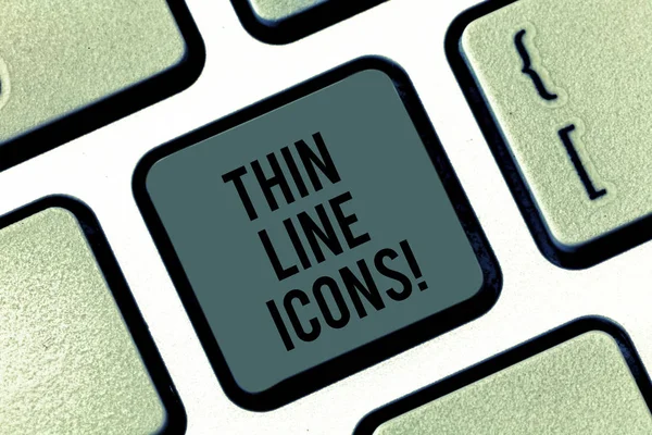 Writing note showing Thin Line Icons. Business photo showcasing Symbols used in cellphones and other apps like buttons Keyboard key Intention to create computer message pressing keypad idea. — Stock Photo, Image