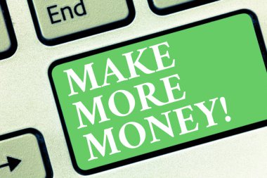 Kavramsal el daha fazla para kazanmak gösterilen yazma. İş zor hırs klavye anahtar bilgisayar ileti fikir oluşturmak için niyet gelir maaş yarar artış vitrine iş fotoğraf.