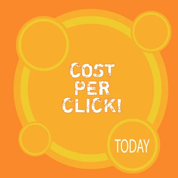 Schrijven van notitie weergegeven: Cost Per Click. Zakelijke foto presentatie betalen een bedrag van geld elke keer een demonstreren website bezoekt. — Stockfoto