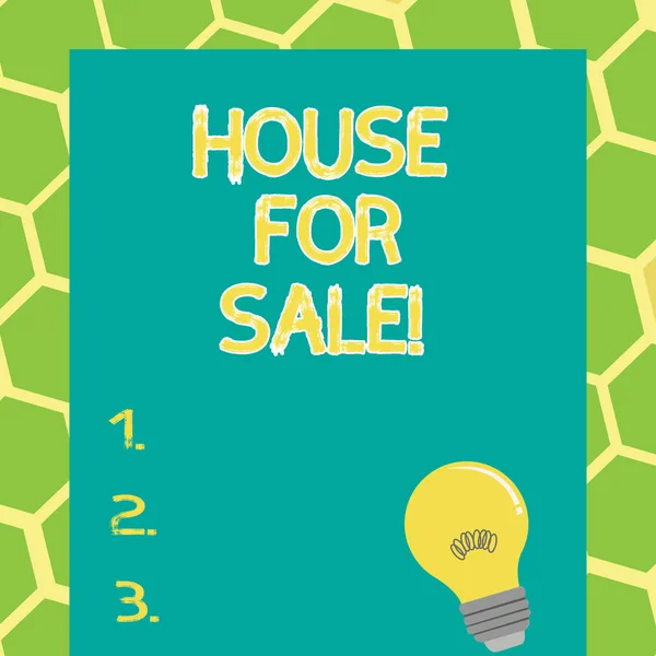 Írásbeli Megjegyzés mutatja a ház eladó. Üzleti fotó lehetőséget vásárolhat ingatlan bemutató. — Stock Fotó