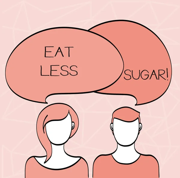 Escritura a mano conceptual mostrando Come Menos Azúcar. Exhibición de fotos de negocios Reducción de comer dulces Dieta de control diabético . — Foto de Stock