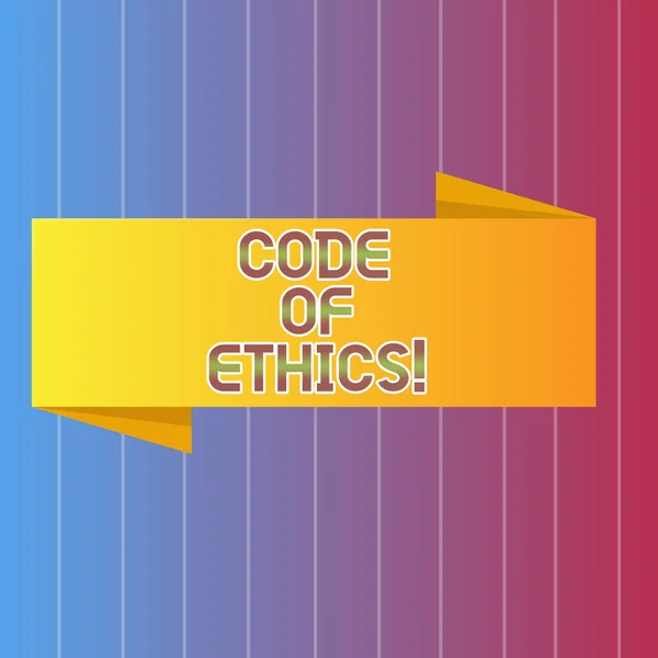 Escritura a mano de texto Código de Ética. Concepto significado Reglas morales Integridad ética Honestidad Buen procedimiento . — Foto de Stock