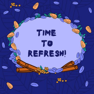 Word metin için yenileme yazma. İş kavramı doğru an alanlarda ya da çelenk yaptı, farklı renk tohum yaprakları ve rulo tarçın fotoğraf yenilik stratejileri yenilemek için.