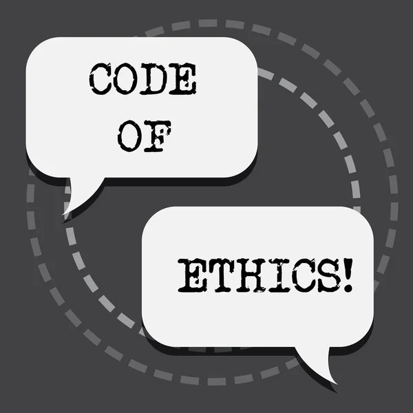 Znak textu zobrazeno etický kodex. Konceptuální fotografie morální pravidla etická integrita poctivost dobrý postup. — Stock fotografie