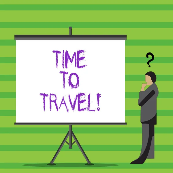 Scrivere una nota che mostra Time To Travel. Business photo showcase Trasferirsi o spostarsi da un luogo all'altro in vacanza . — Foto Stock
