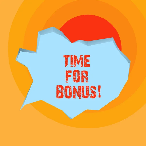 Scrittura a mano concettuale che mostra Time For Bonus. La foto aziendale che mostra una somma di denaro aggiunta a una s dimostrante è un salario come ricompensa. . — Foto Stock