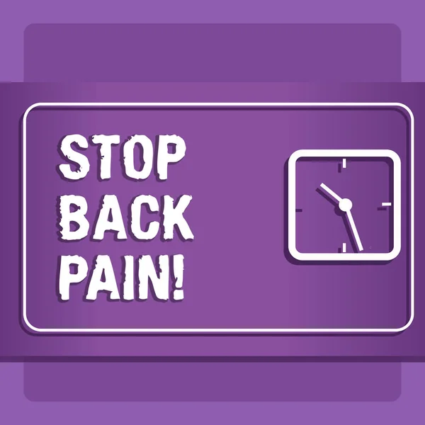 Текст написання слів Зупинити біль у спині. Бізнес-концепція Лікування для фізичних симптомів болючі м'язи . — стокове фото