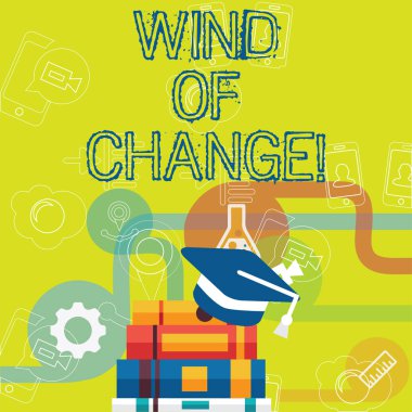 Kavramsal el Rüzgar Of Change gösterilen yazma. Farklı bir şekilde işleri büyütmeye değiştirme zaman vitrine iş fotoğraf.