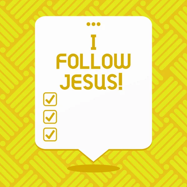 Концептуальный почерк, показывающий "Я следую за Иисусом". Деловое фото, демонстрирующее религиозные демонстрации с большой верой Любовь к Богу Духовность . — стоковое фото