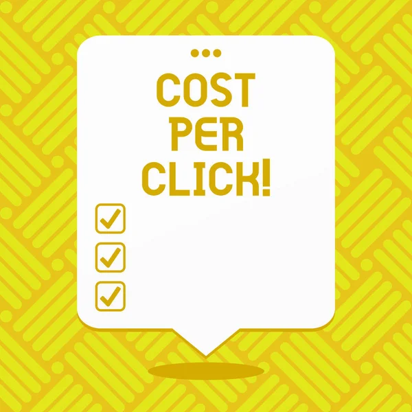 Conceptual hand writing showing Cost Per Click. Business photo showcasing Pay an amount of money every time a demonstrating visits website
