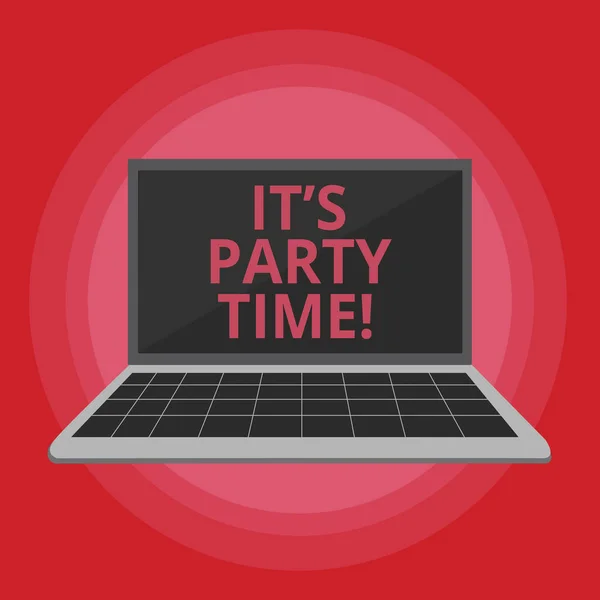 Word tekst intoetsen It S Party Time. Businessconcept voor het juiste moment om te vieren veel plezier doen om een disco dansen. — Stockfoto