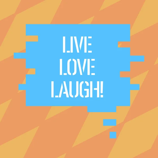 Κείμενο πινακίδα που δείχνει ζωντανά αγάπη γέλιο. Εννοιολογική φωτογραφία να εμπνεύσει θετική Απολαύστε τις μέρες σας γελώντας καλό χιούμορ κενή φούσκα ομιλία χρώμα σε σχήμα παζλ κομμάτι φωτογραφία για διαφημίσεις με παρουσίαση. — Φωτογραφία Αρχείου