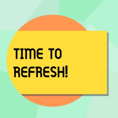 Kavramsal el için yenileme gösterilen yazma. Boşluk veya renk dikdörtgen gölge geliyor dışarı bir daire ile yenilik stratejileri yenilemek için doğru anı vitrine iş fotoğraf.