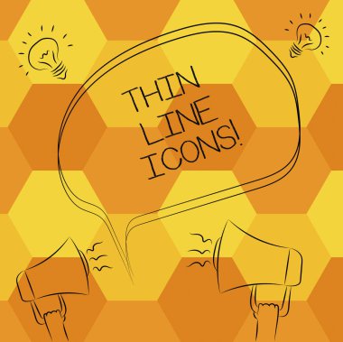 İnce çizgi simgeler yazma el yazısı metin. Cep telefonları ve diğer apps düğmeleri serbest anahat kroki, boş konuşma balonu megafon ses fikir simgesinin gibi kullanılan simgeler anlam kavramı.