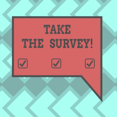 Anket almak gösterilen metin işareti. Kavramsal fotoğraf hizmeti boş dikdörtgen renk konuşma balonu sınır fotoğraf sağ el ile geri bildirim vermek için soru formu doldurun.