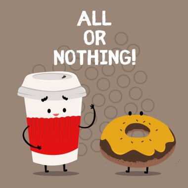 Tüm ya da hiçbir şey gösterilen not yazma. İş almak ya da her şeyi kaybetmek hiç orta noktası için fotoğraf vitrine kabul.