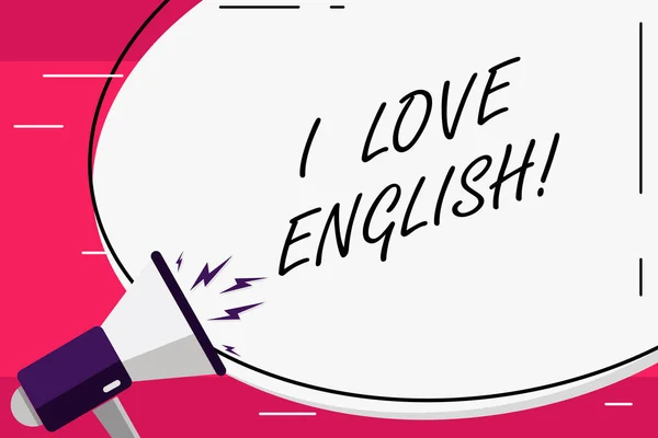 Texto para escrita de palavras I Love English. Conceito de negócio para Para ter afeto pela língua internacional Gramática . — Fotografia de Stock