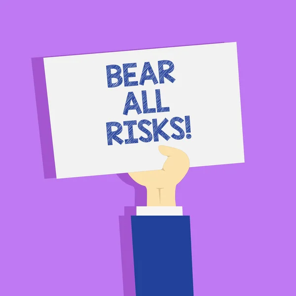 Woord schrijven tekst draagt alle risico's. Businessconcept voor zich bewust zijn van alle dingen die verkeerd financiële bescherming kan gaan. — Stockfoto