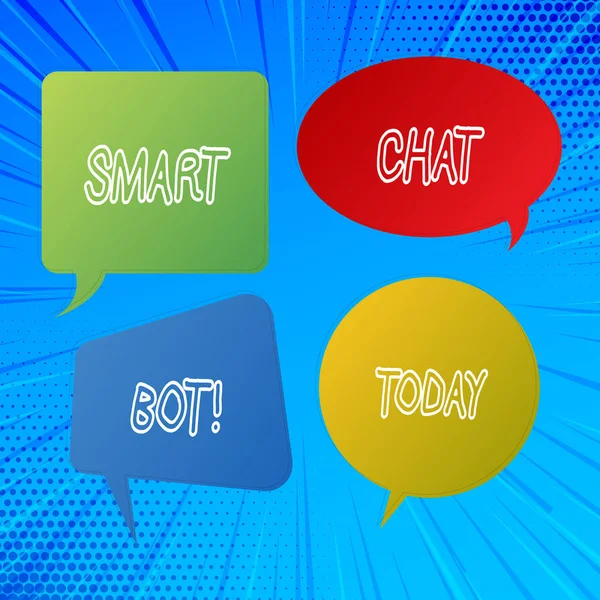 Schrijven van notitie weergegeven: Smart Chat Bot. Zakelijke foto presentatie van kunstmatige intelligentie chatten met machines robots. — Stockfoto