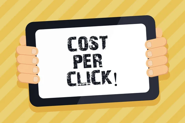 Szöveg jel mutatja a költség Per Click. Fogalmi fénykép fizetni pénzösszeget, minden alkalommal, amikor olyan bizonyítására tanulmányutakkal. — Stock Fotó