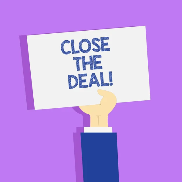 Word writing text close the deal. Geschäftskonzept zur Vereinbarung für erfolgreiches Arbeiten im Team. — Stockfoto